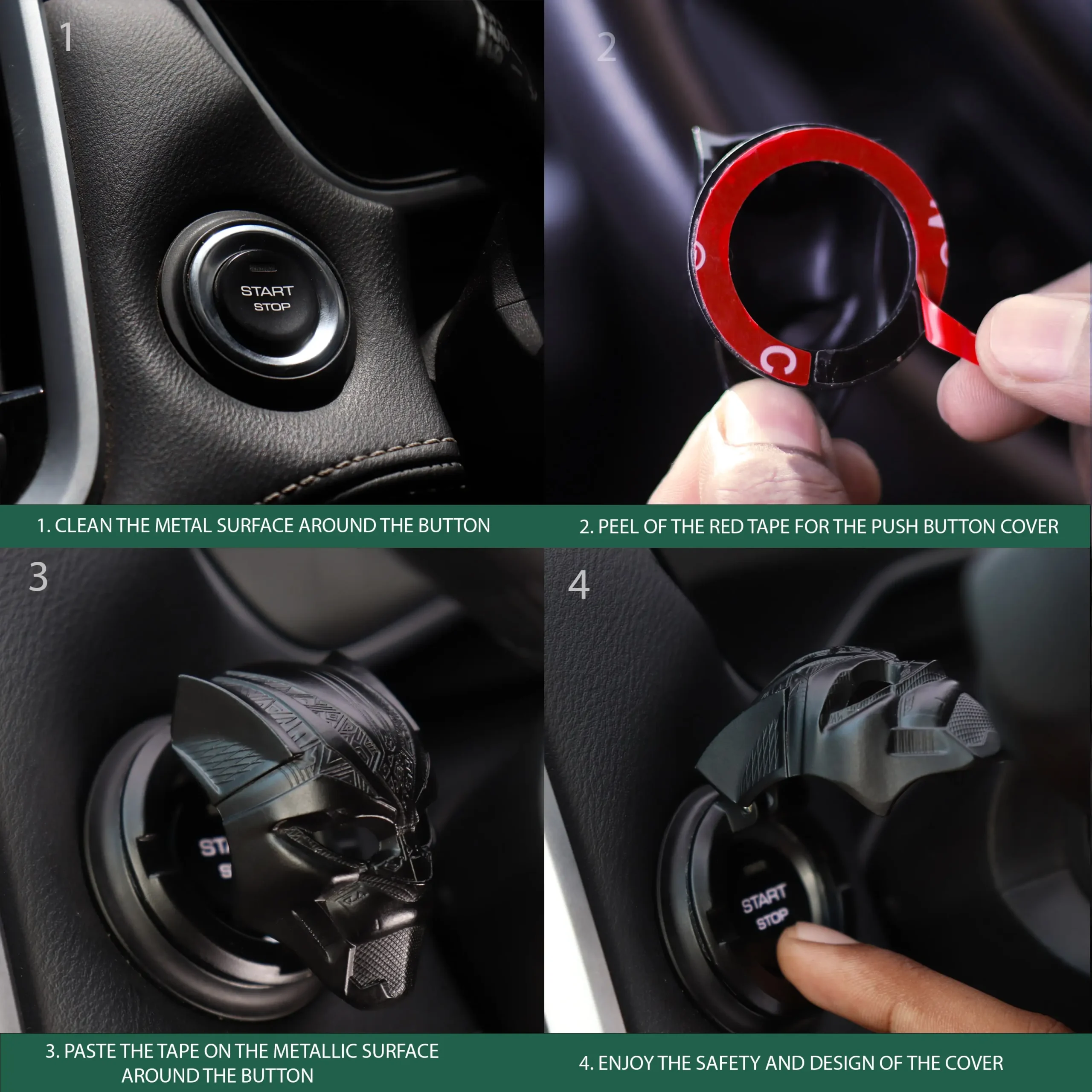 Car start Stop Button Cover - Black Panther model - Image 5